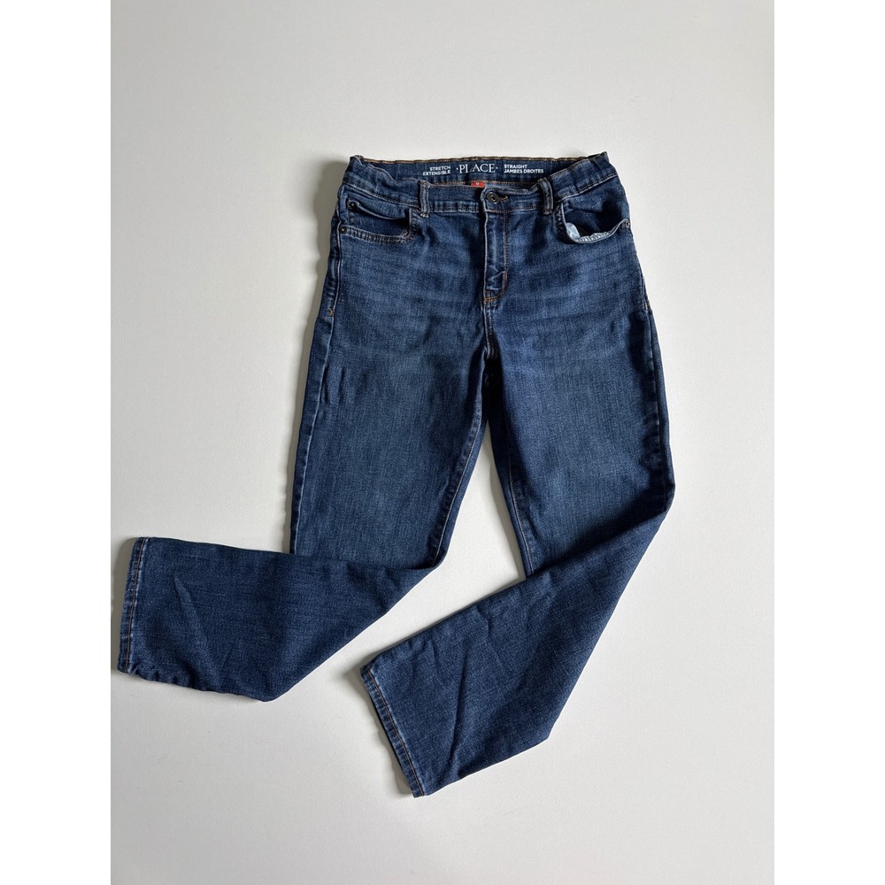 The Childrens Place Boys Size 12 Husky Straight Leg Stretch Denim Jeans Blue